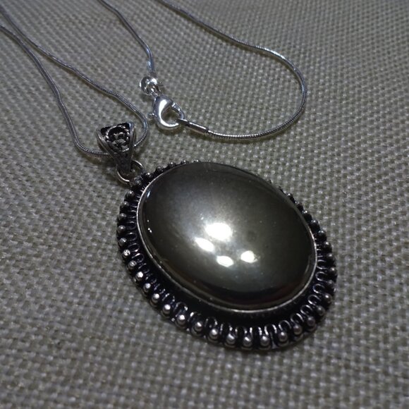 Gorgeous APACHE PYRITE Handmade Sterling 925 Pendant/Chain #347C - Picture 3 of 3